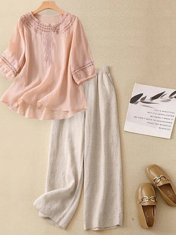 Linen Pant Wide - Conjunto de Lino y Algodón de
