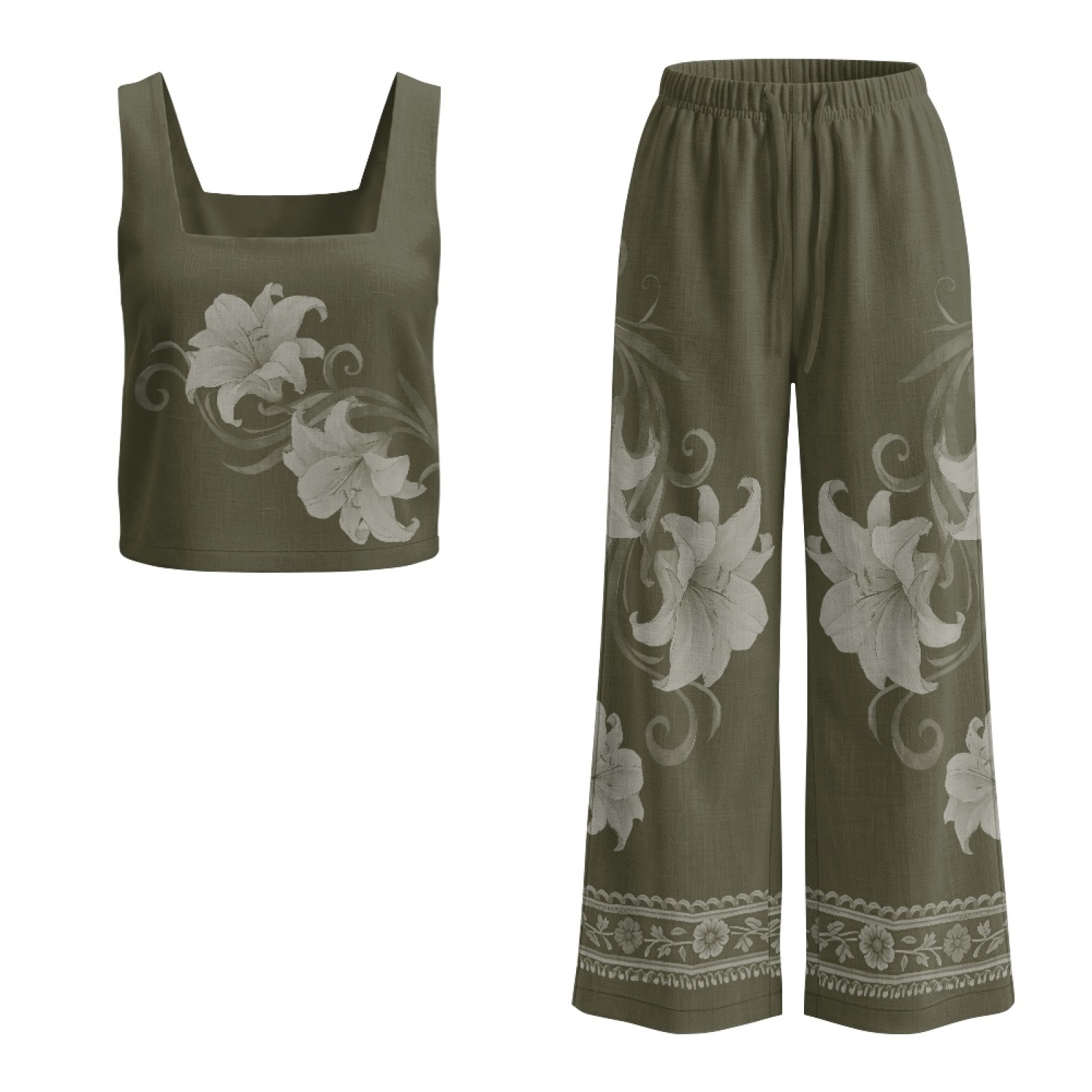 Linen Pant Wide - INSTANTARTS Conjunto de chaleco de lino