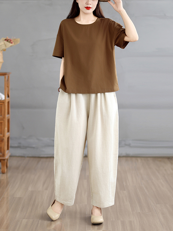 Linen Pant Wide - Conjunto de Dos Piezas de Pantalones