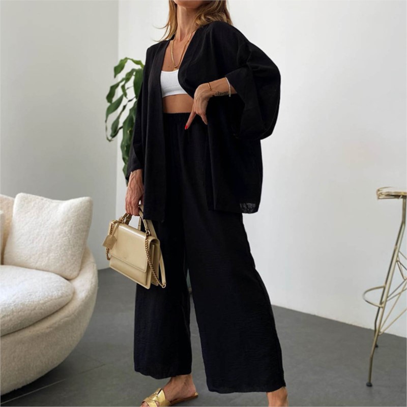 Traje de pantalón de lino con  - Linen Pant Wide reseña y precio