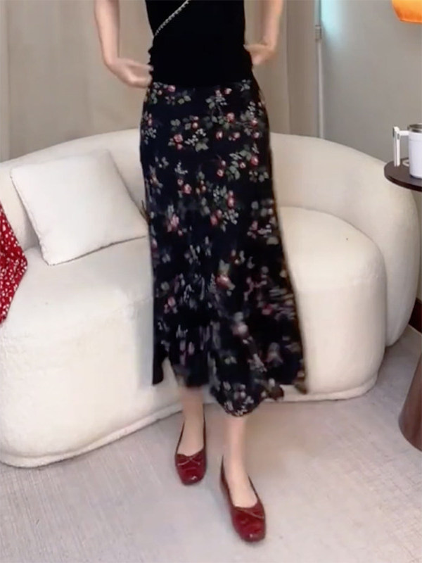 Falda midi de verano con estam - Midi Skirt Floral reseña y precio