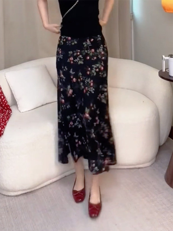 Falda midi de verano con estam - Midi Skirt Floral reseña y precio