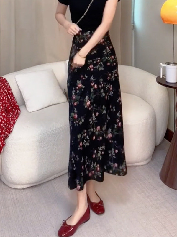 Falda midi de verano con estam - Midi Skirt Floral reseña y precio