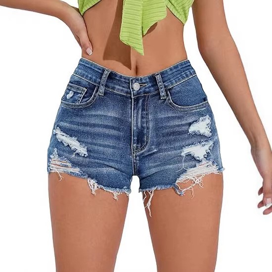 Shorts de mezclilla azul desga - Shorts Denim Frayed reseña y precio