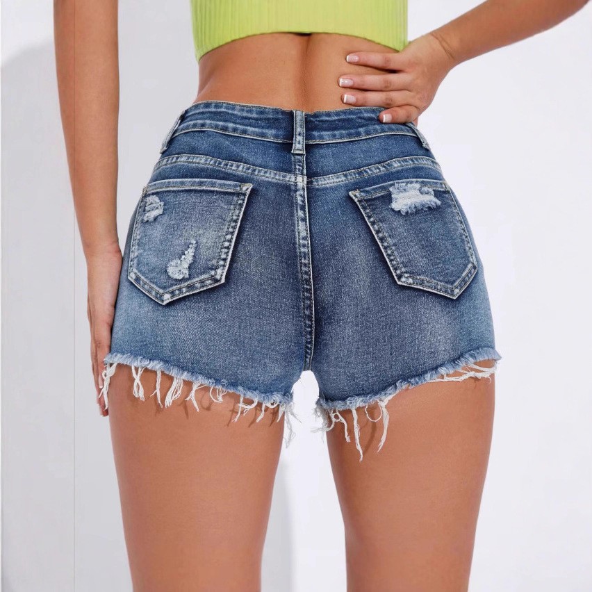 Shorts de mezclilla azul desga - Shorts Denim Frayed reseña y precio
