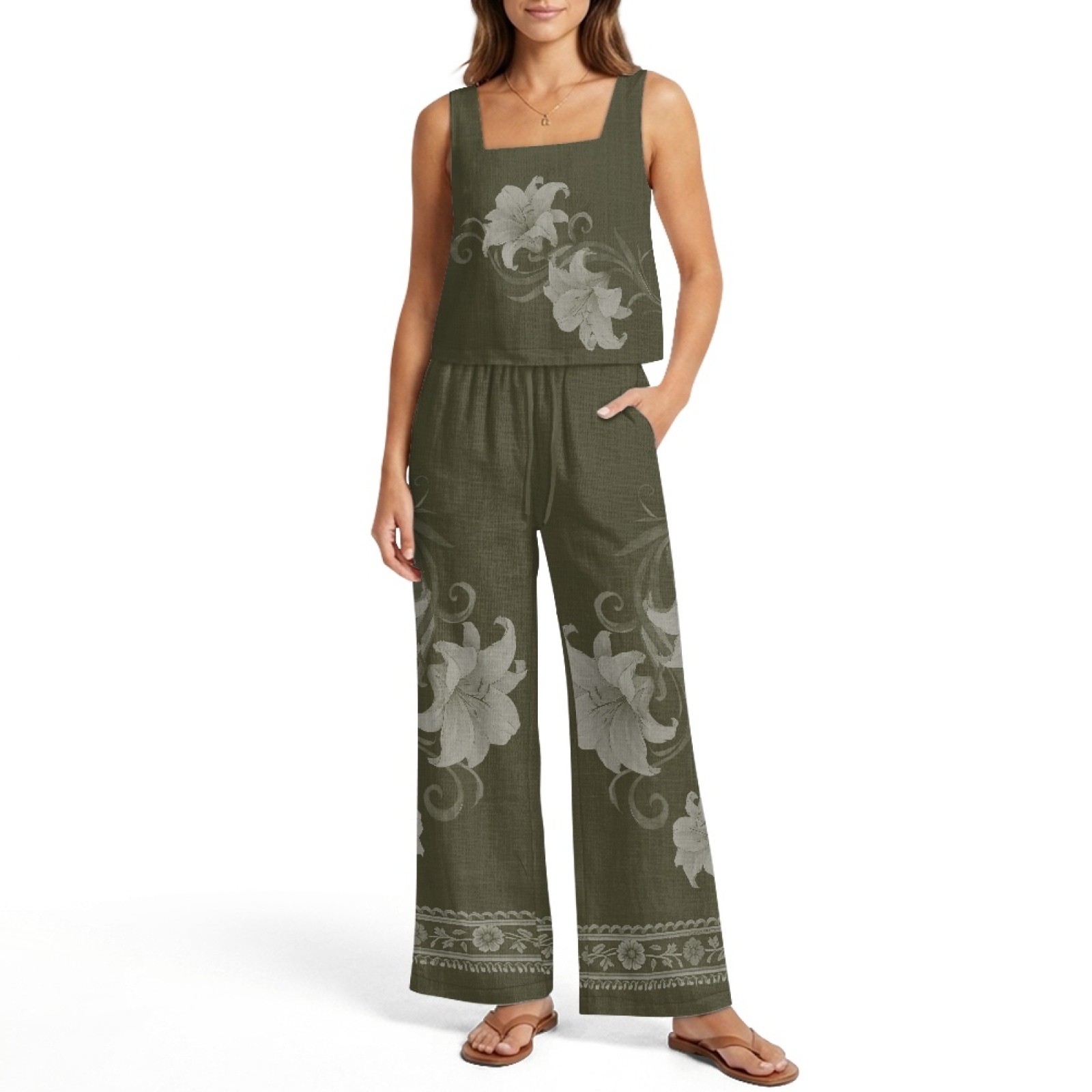 INSTANTARTS Conjunto de chalec - Linen Pant Wide reseña y precio