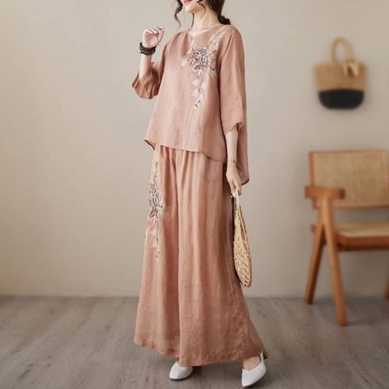 Conjunto de Dos Piezas de Lino - Linen Pant Wide reseña y precio