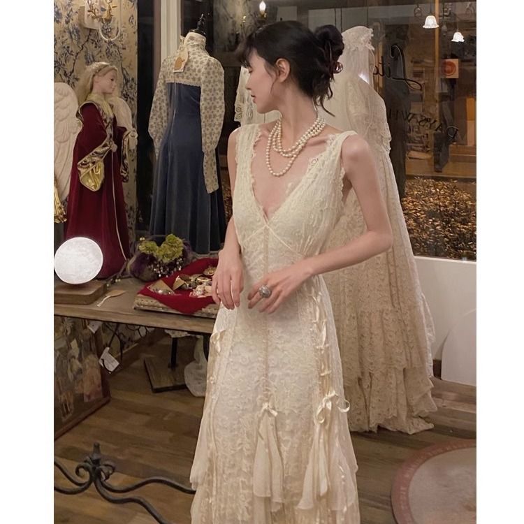 Vestido Gótico de Encaje, Vest - Maxi Dress Halter reseña y precio